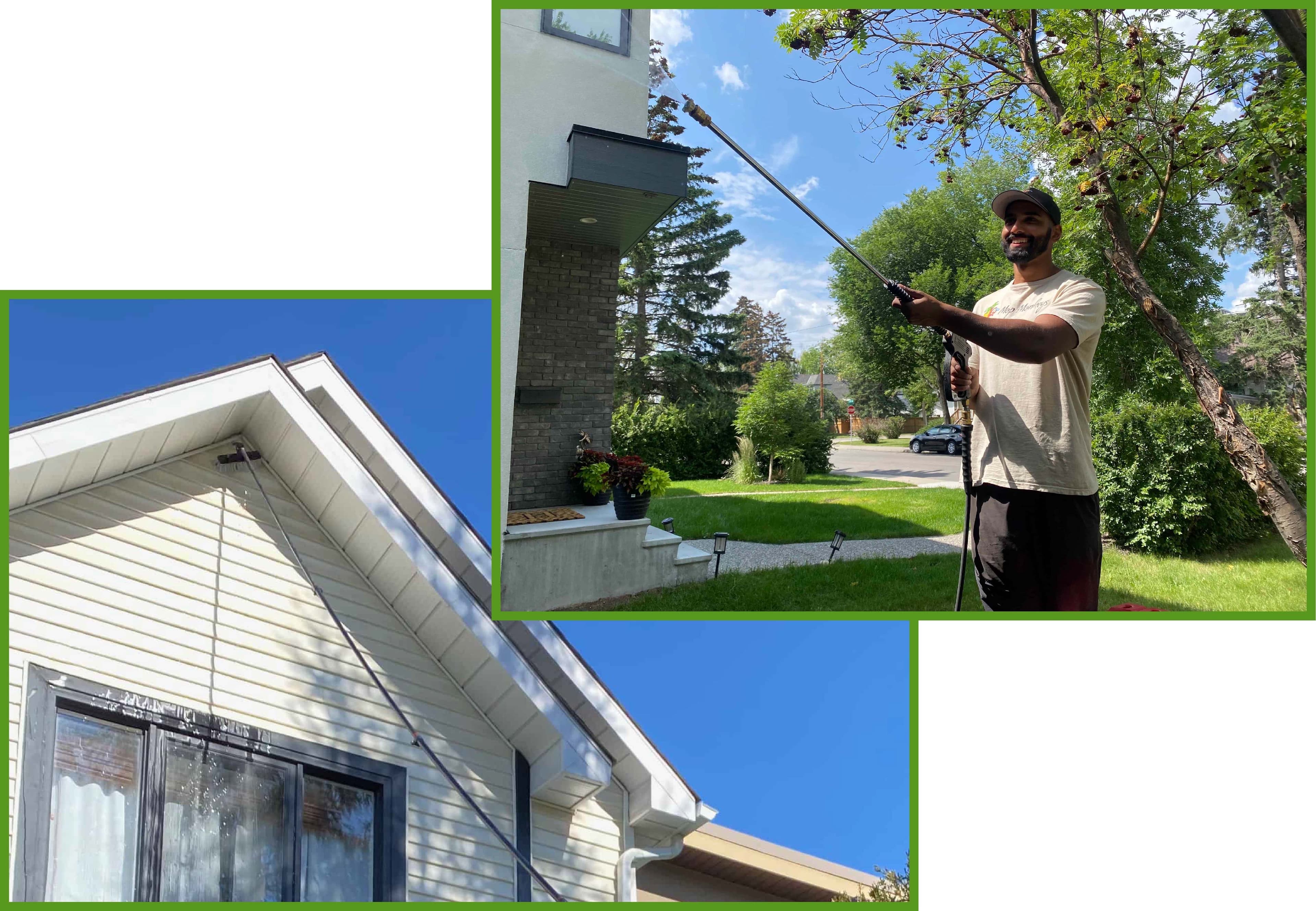 Professional pressure washing Calgary home exterior — driveway and siding cleaning